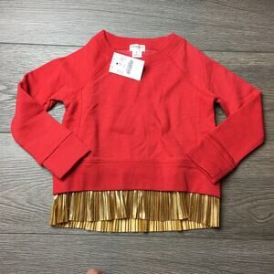 Crewcuts Red crewneck with gold metallic ruffles Style K3087 Size 2 NWT